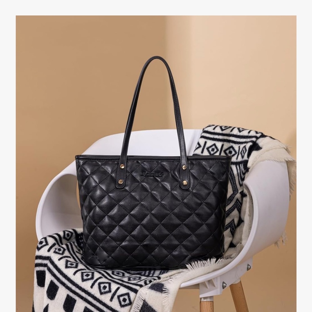🆕 Montana West Quilted Tote Bag for Women Large Shoulder Bag - Picture 4 of 8